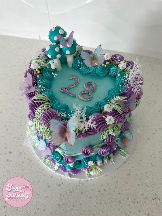 Fairy Garden Heart Cake