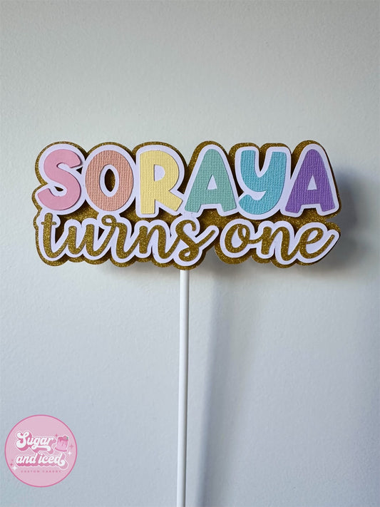 Custom Name Turns Age Cake Topper