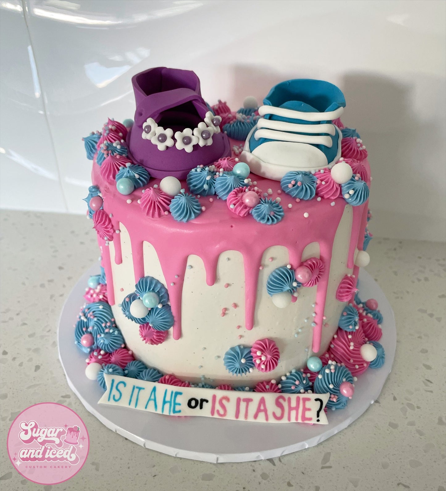 Gender Reveal/Baby Shower Drip Cake