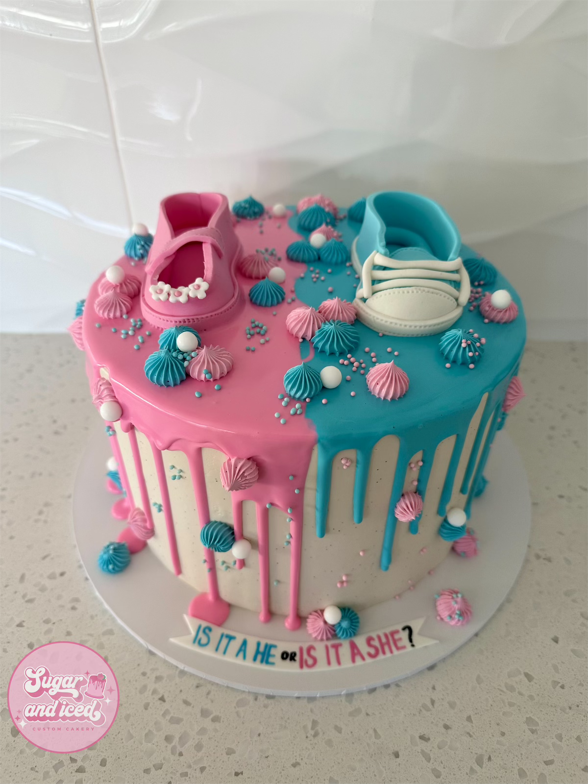 Gender Reveal/Baby Shower Drip Cake