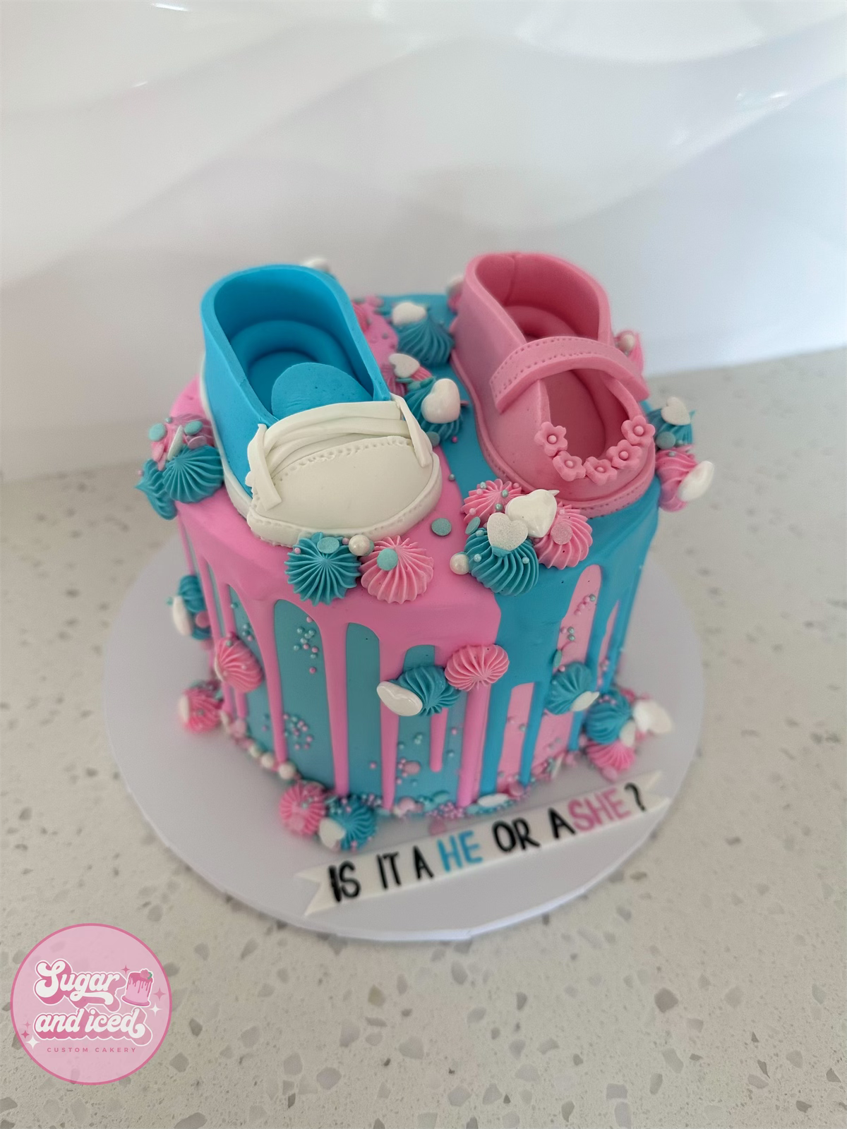 Gender Reveal/Baby Shower Drip Cake