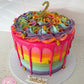 Rainbow Swirl Drip Cake