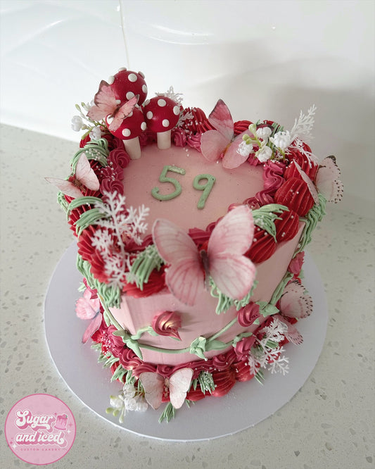 Fairy Garden Heart Cake